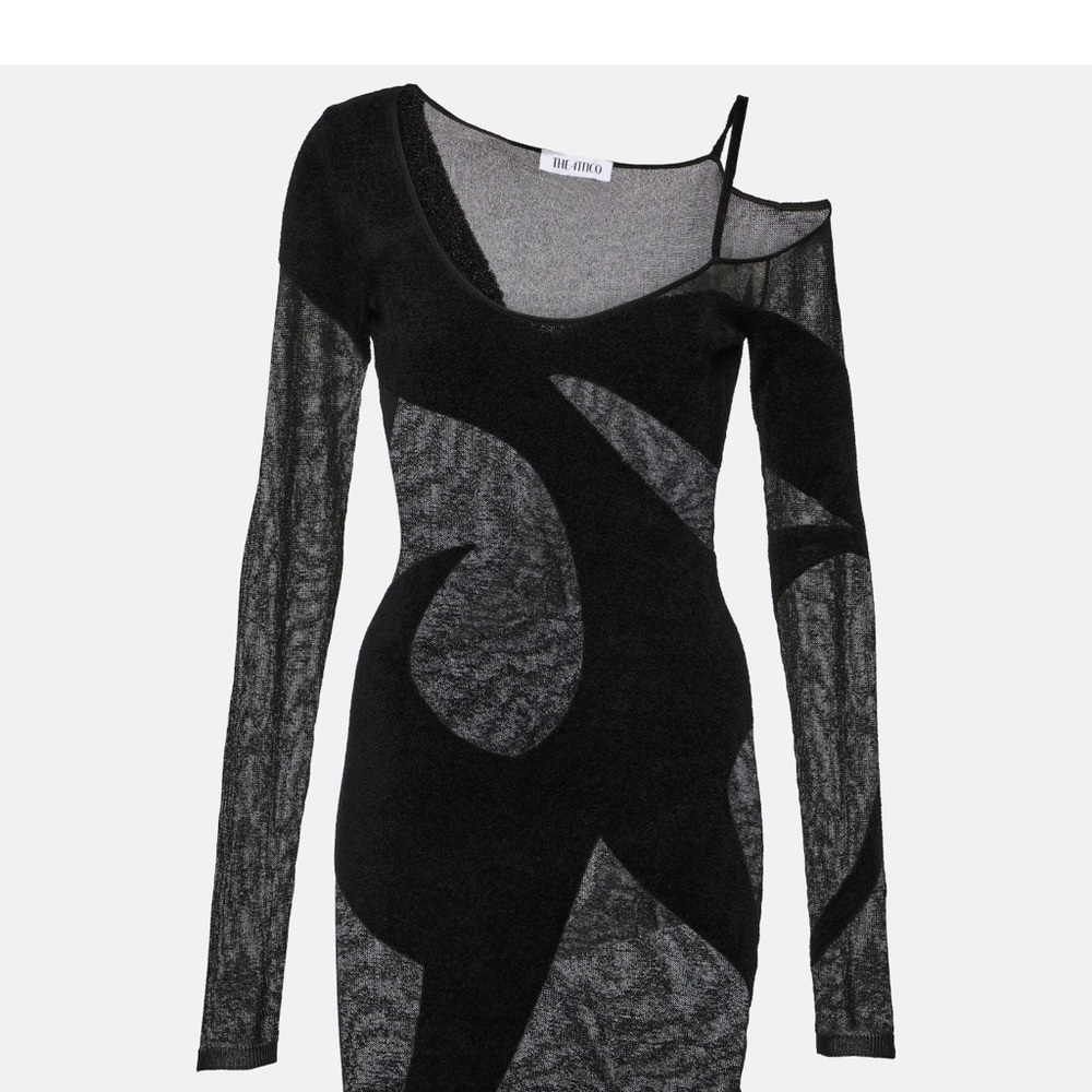 The Attico Black Asymmetrical Backless Bodycon Dress